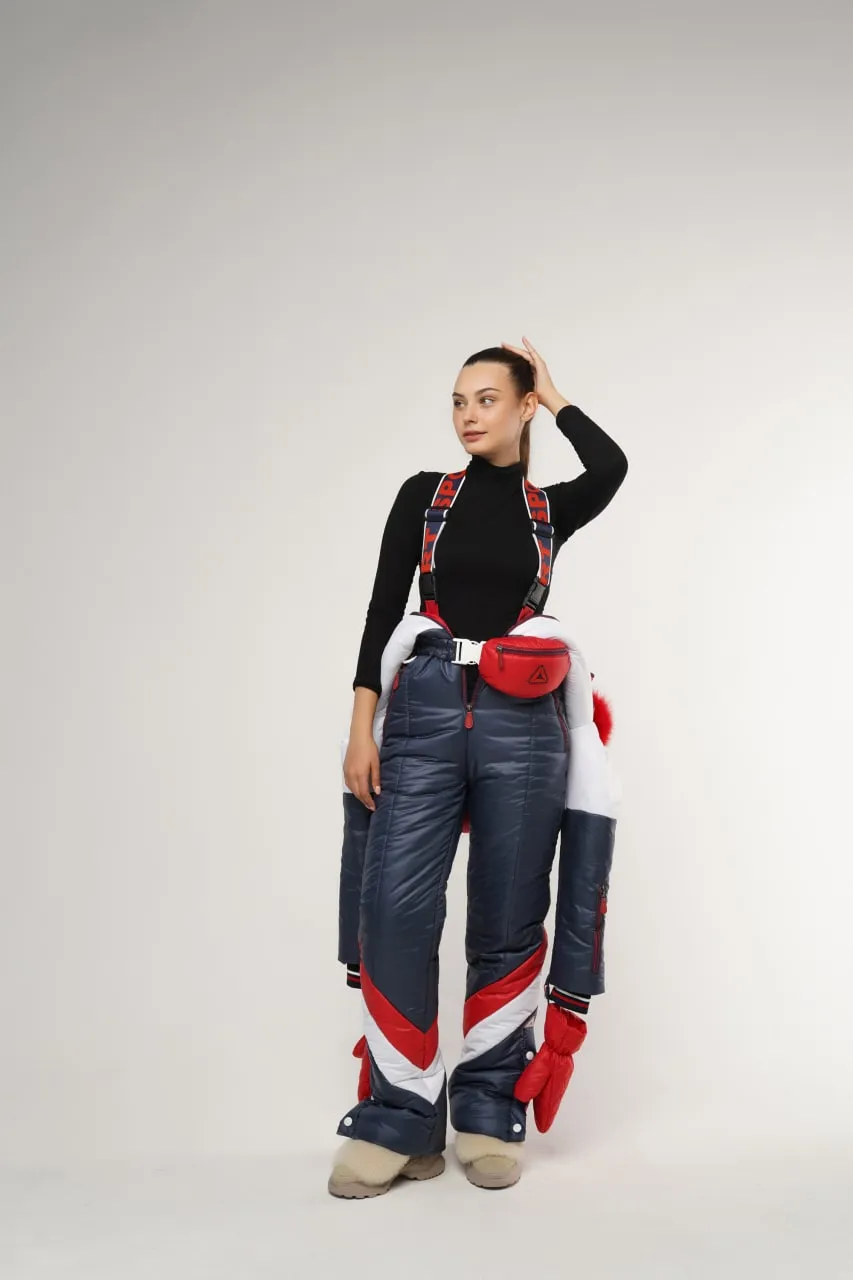 Hooded Winter Jumpsuit Water Repellent Fabric Jumpsuit with Pouch and Mittens