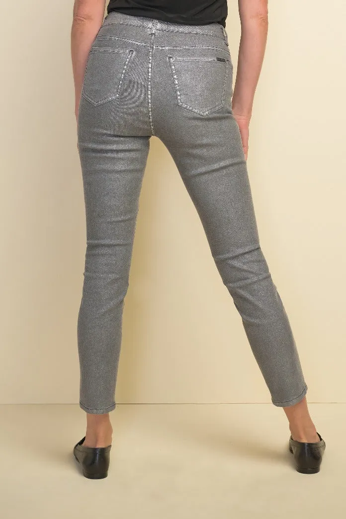 Joseph Ribkoff Metallic Silver Grey Pants Style 211906