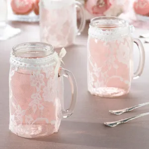 Lace Glass Cover Wedding Party Table Decor (Set of 4)