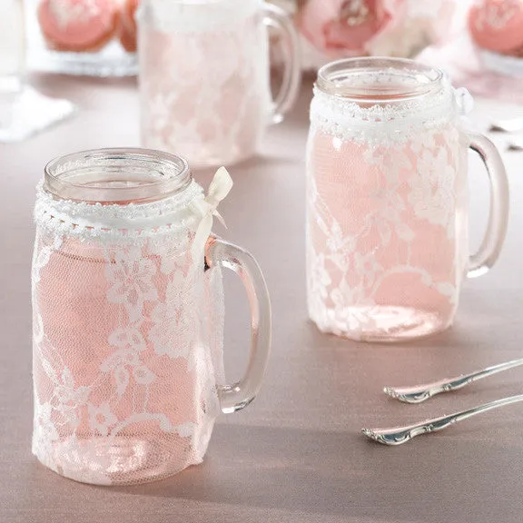 Lace Glass Cover Wedding Party Table Decor (Set of 4)