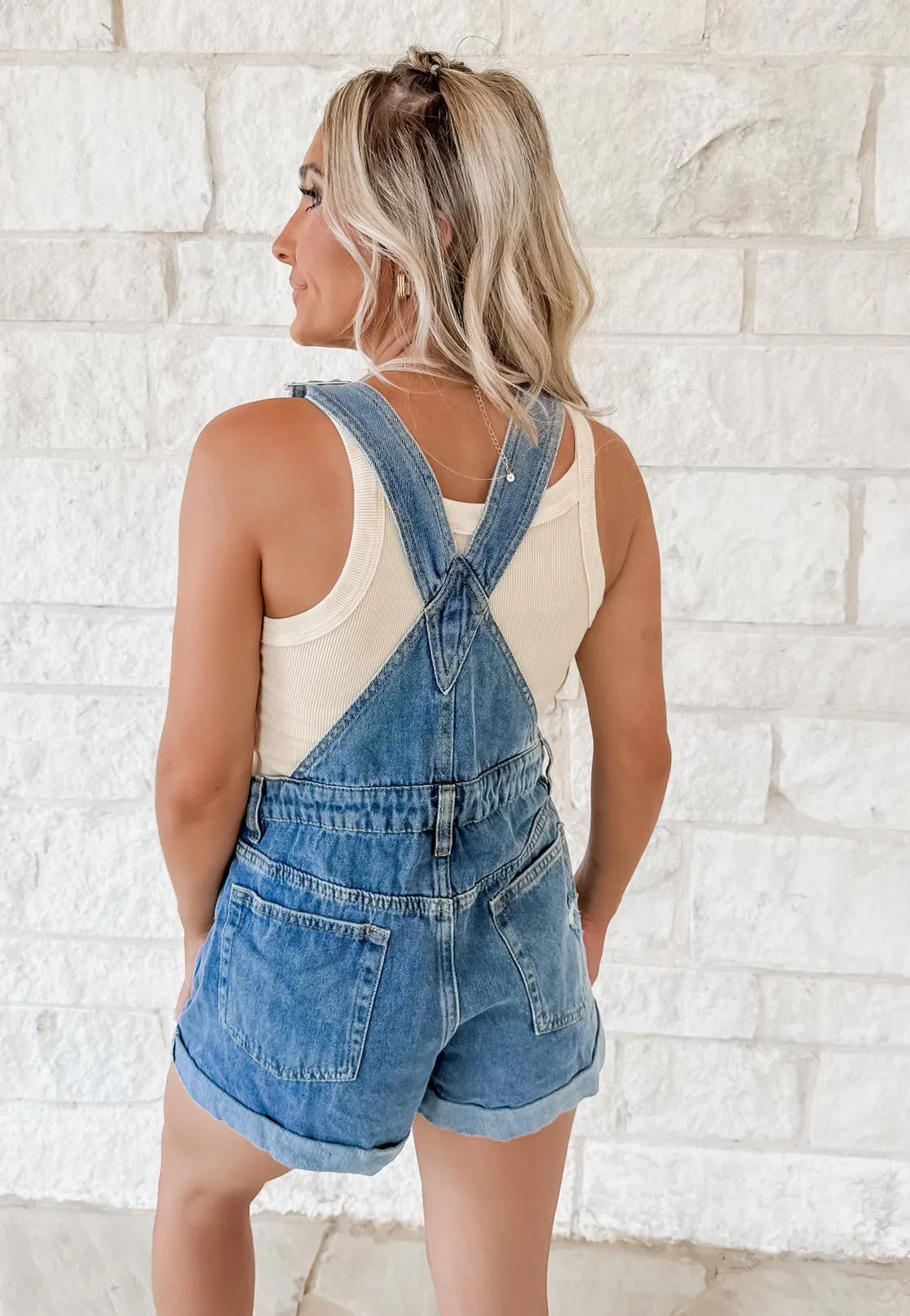 Lilly Denim Cuffed Overalls