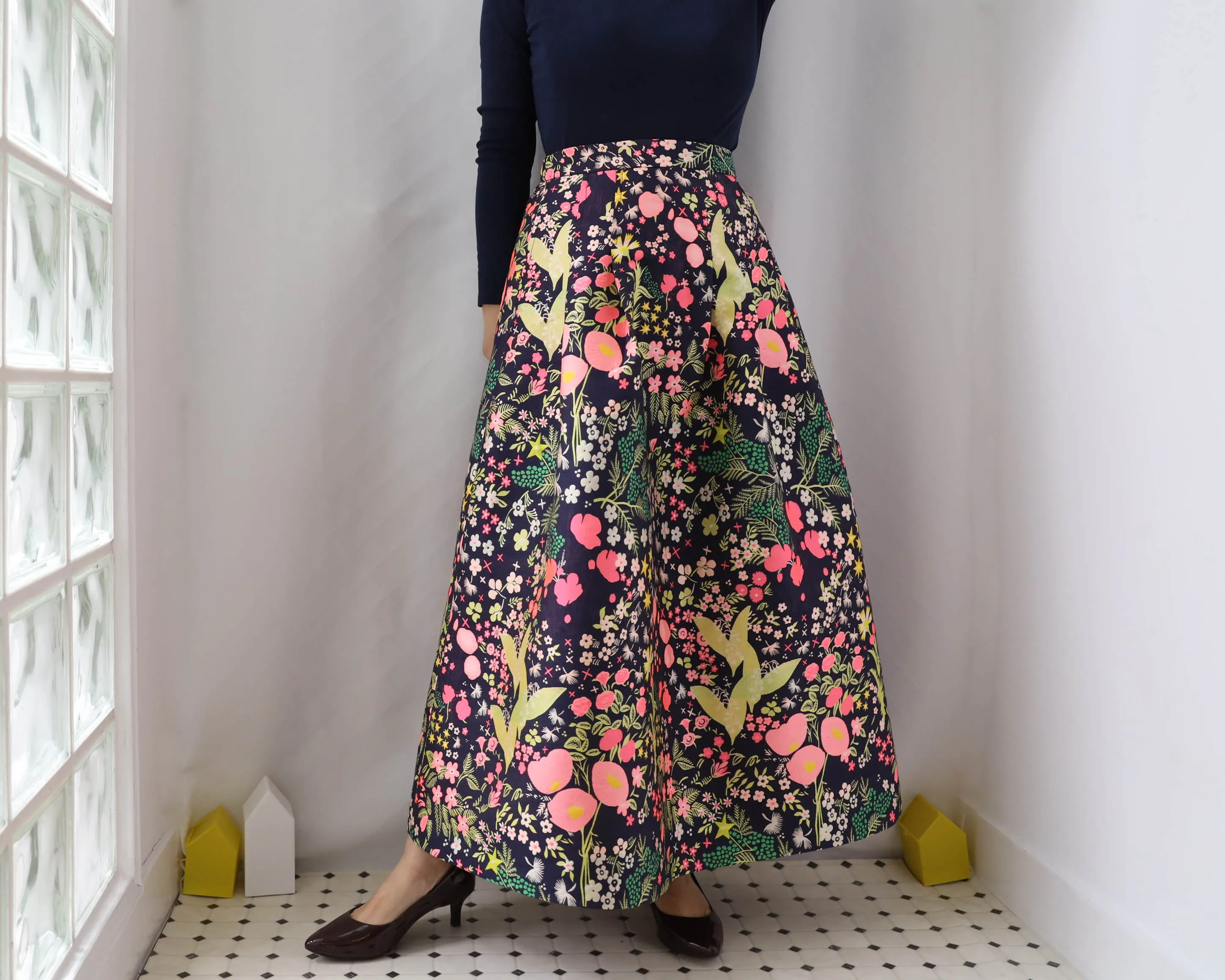 <RS20S17A90> CRAZY WOVEN Skirt  -Length 90cm