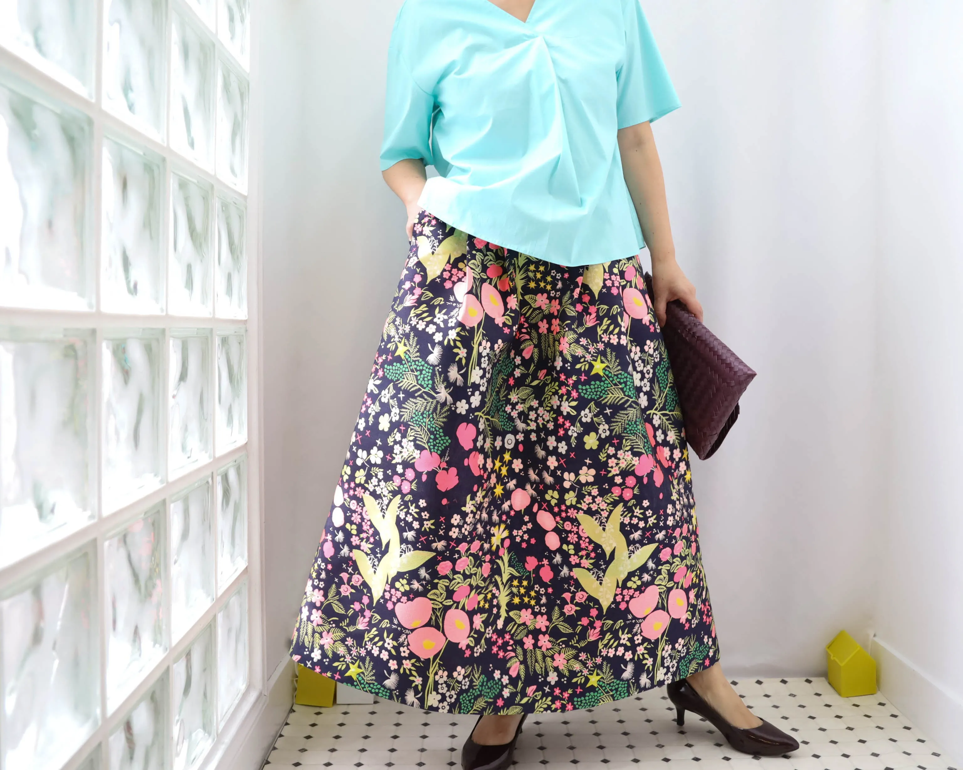 <RS20S17A90> CRAZY WOVEN Skirt  -Length 90cm