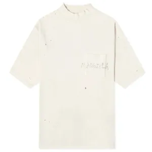 Maison Margiela Graffiti Logo Mock Neck T-Shirt, Ivory