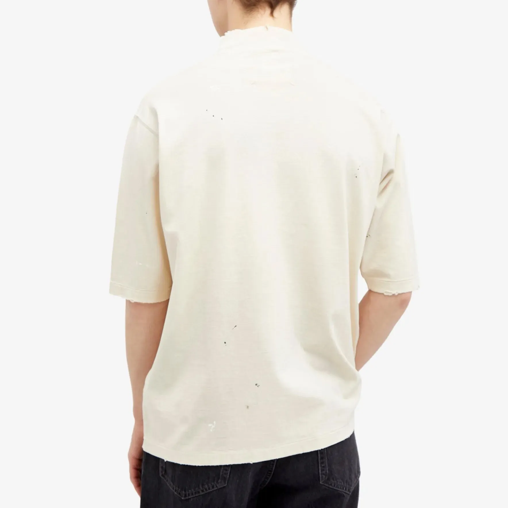 Maison Margiela Graffiti Logo Mock Neck T-Shirt, Ivory