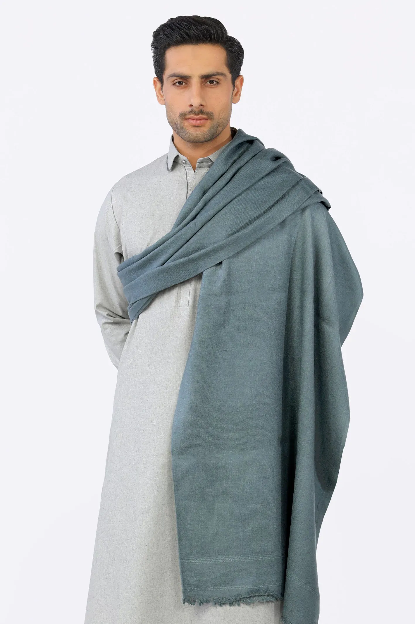 Men Green Wool Shawl