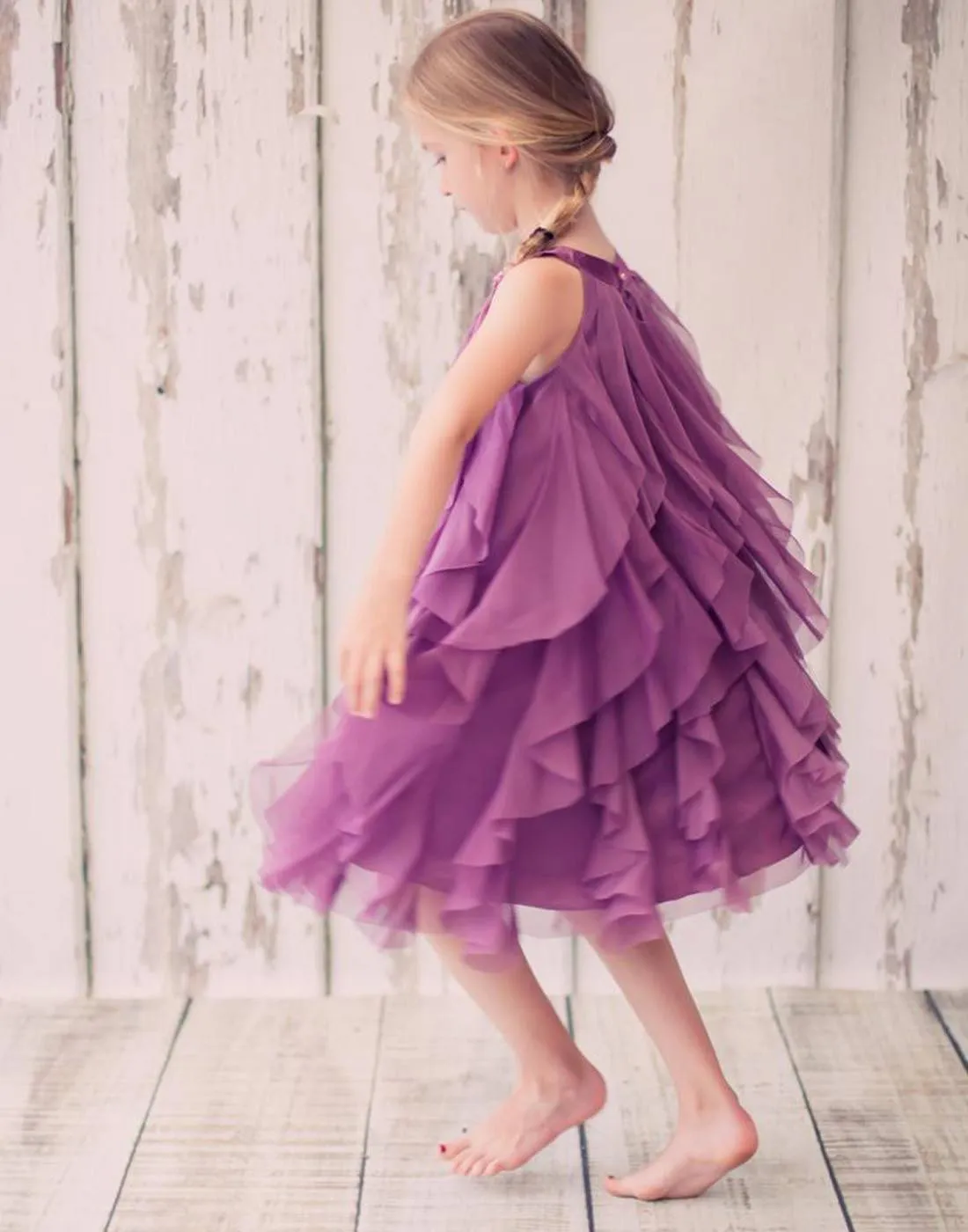 Mesmeric Mesh Ruffle Dress with Beaded Neckline - Champagne