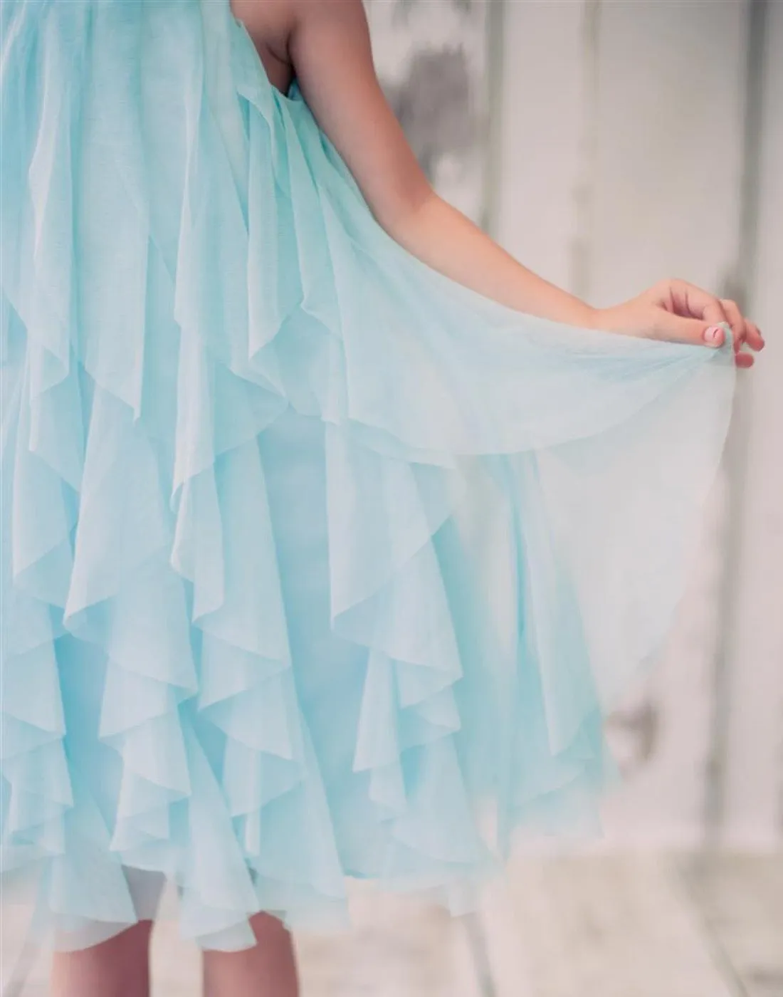 Mesmeric Mesh Ruffle Dress with Beaded Neckline - Champagne