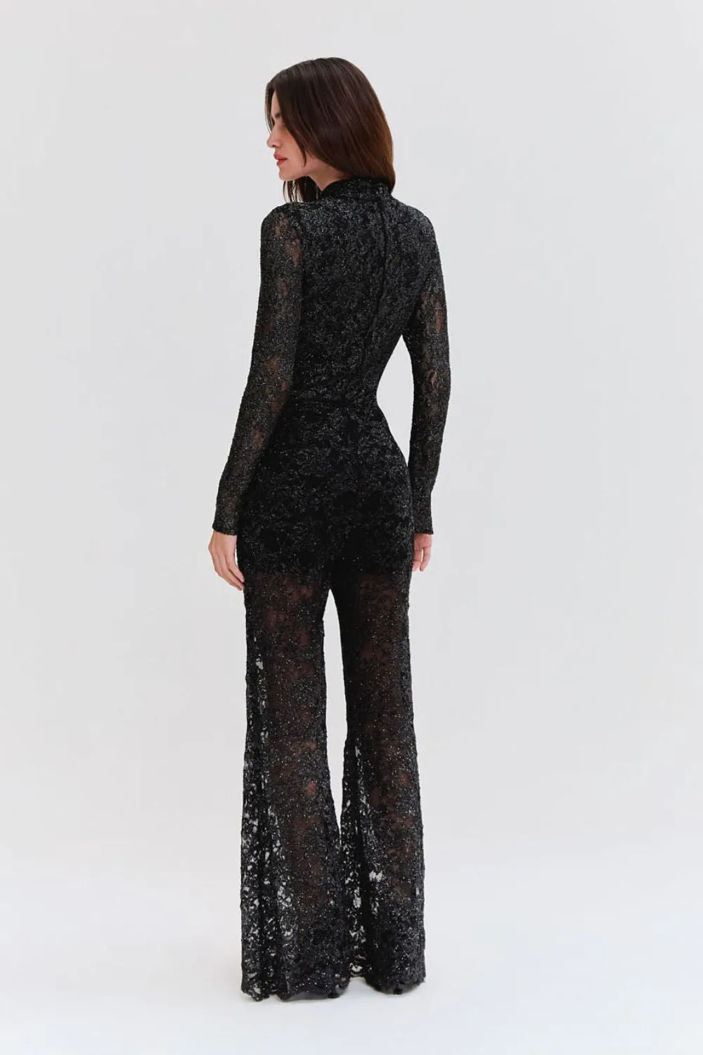 METALLIC LACE FLARE PANT