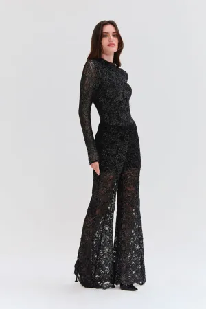 METALLIC LACE FLARE PANT