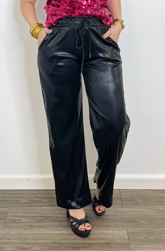 Metallic Straight Leg Pants - ONE SIZE