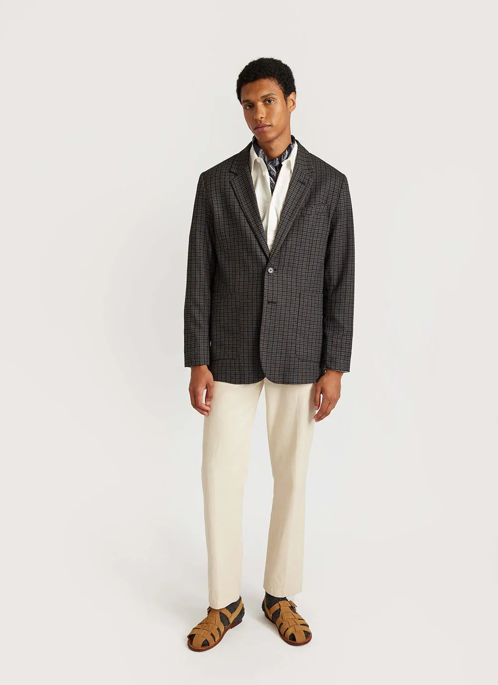 Mini Check Tailored Blazer | Grey