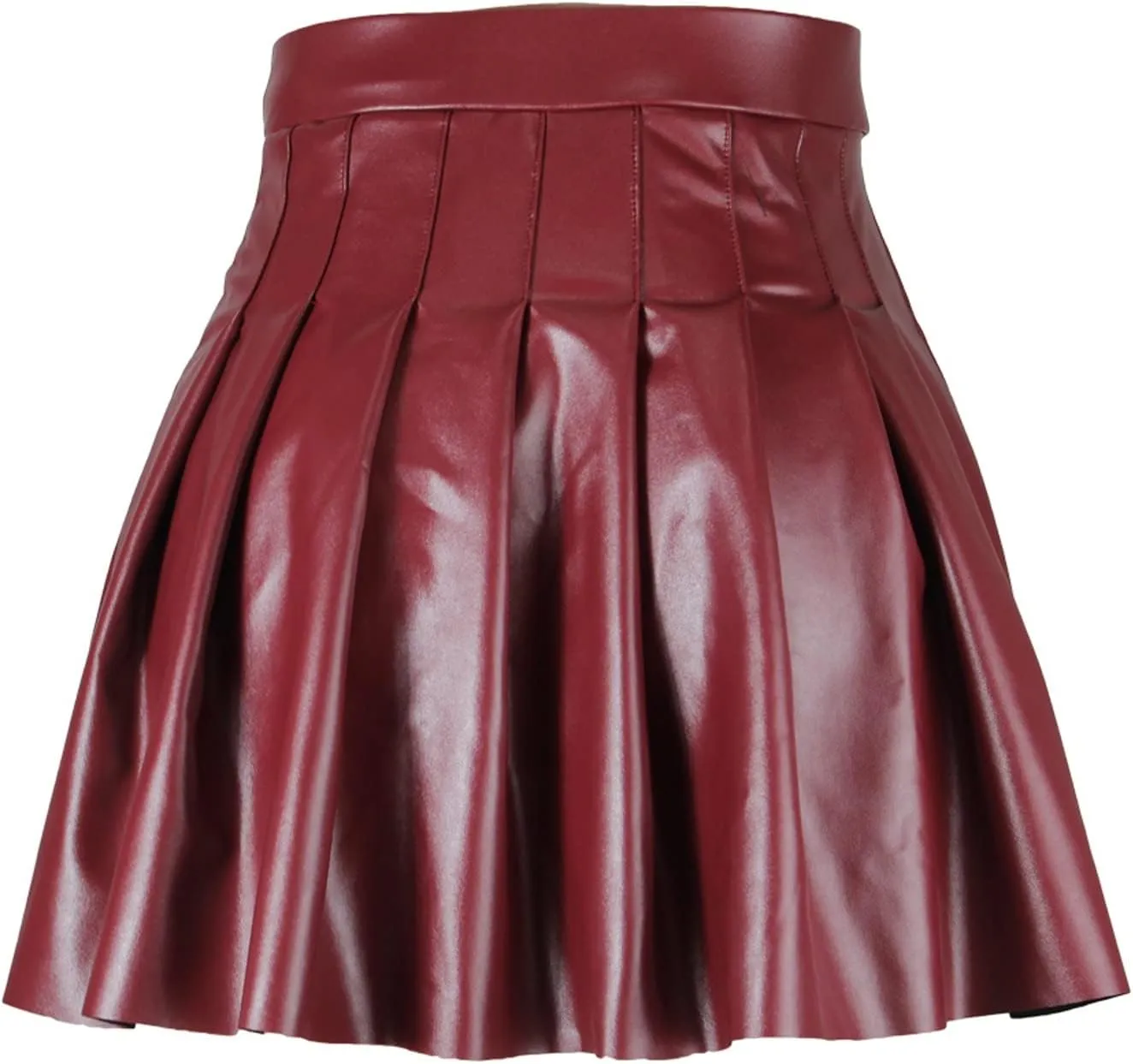 Mini Skirts for Women Trendy High Elastic Waist PU Leather Tummy Control Pleated Comfy Mini Skirts for Dance Summer