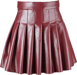 Mini Skirts for Women Trendy High Elastic Waist PU Leather Tummy Control Pleated Comfy Mini Skirts for Dance Summer