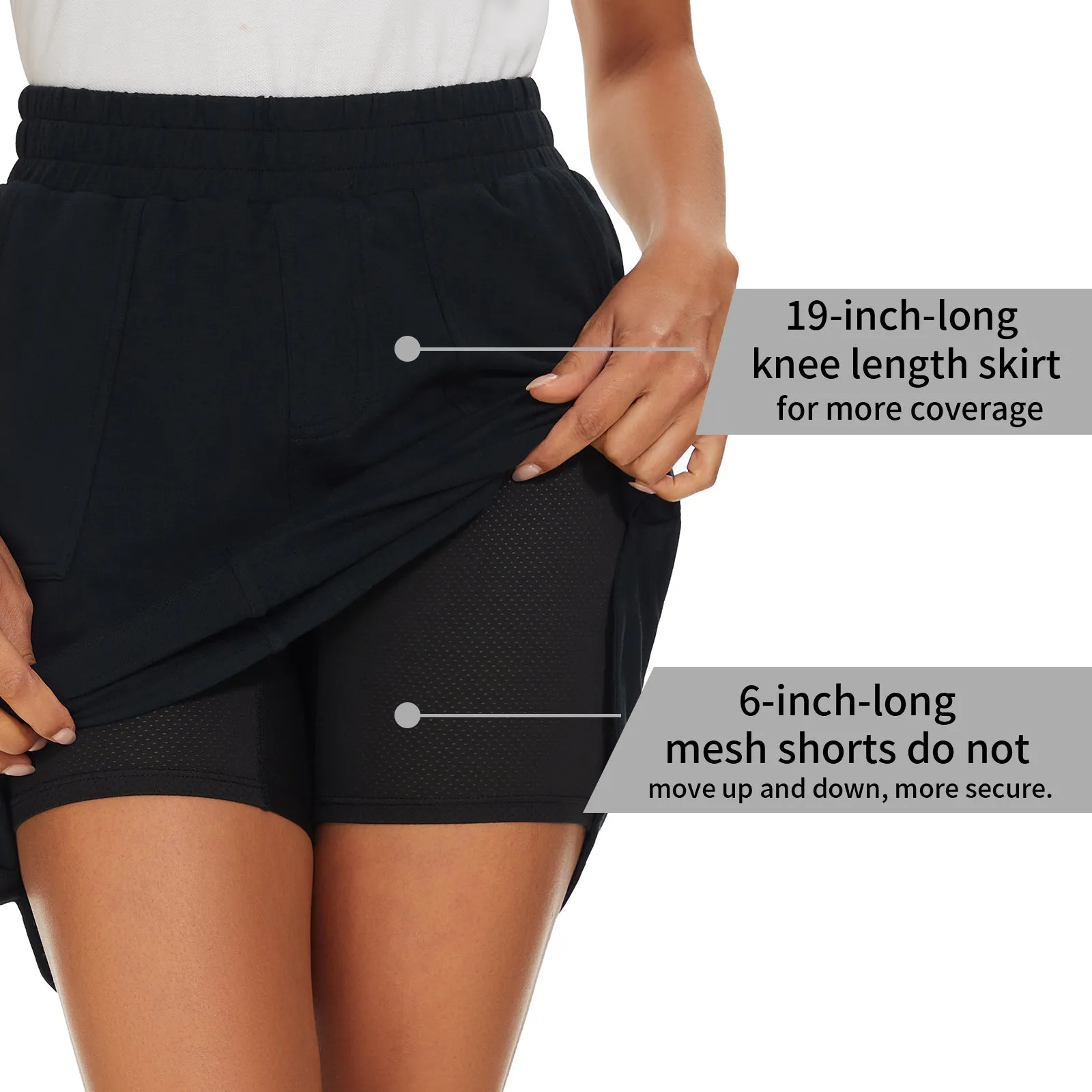 MOTEEPI Skorts Skirts for Women Casual Dressy Cotton Knee Length Golf Skirts for Women Pockets