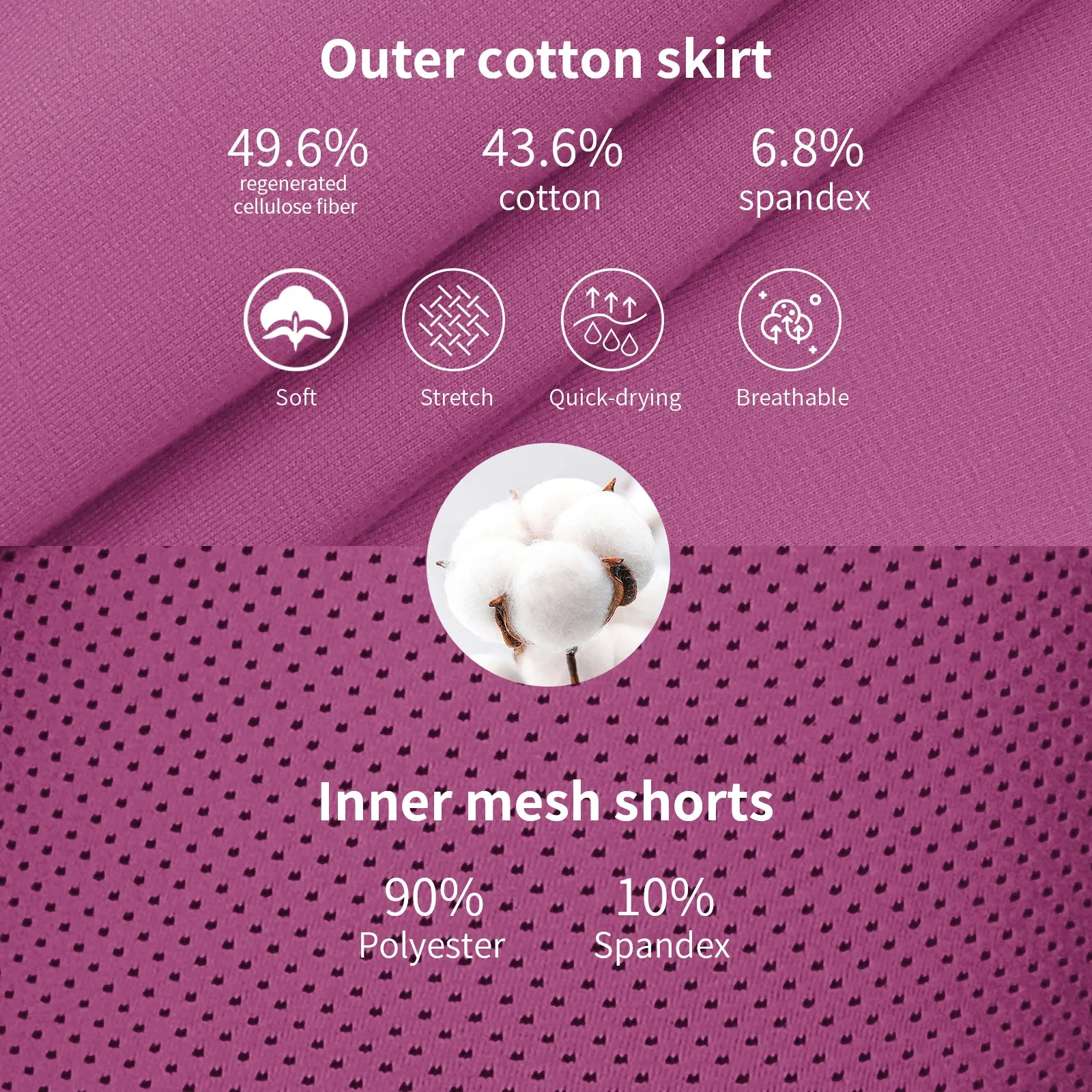 MOTEEPI Skorts Skirts for Women Casual Dressy Cotton Knee Length Golf Skirts for Women Pockets