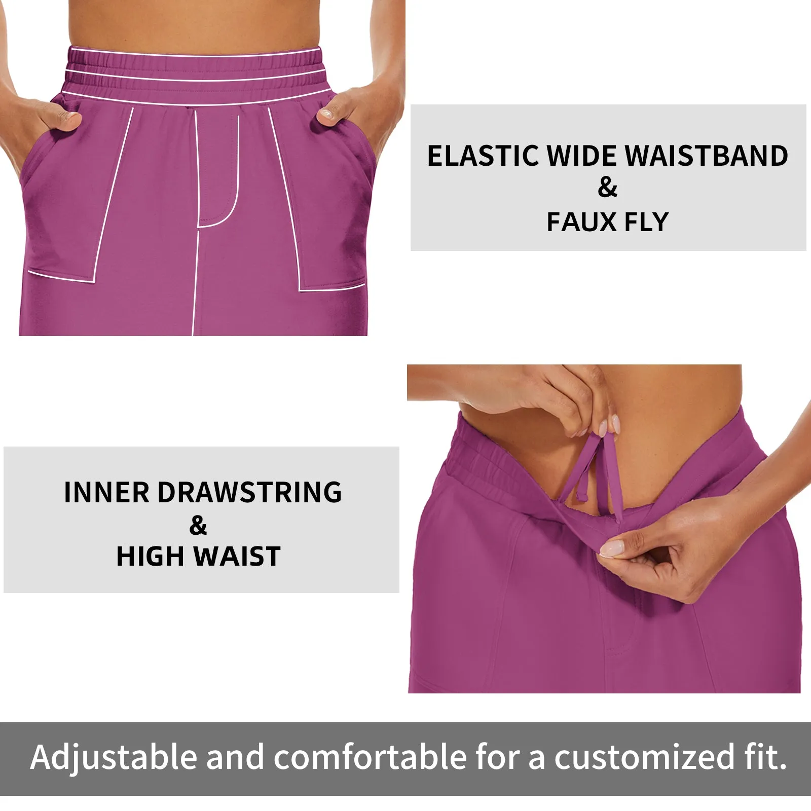 MOTEEPI Skorts Skirts for Women Casual Dressy Cotton Knee Length Golf Skirts for Women Pockets