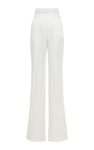 Norman Wide-Leg Pant in Ivory Metallic Crinkled Silk