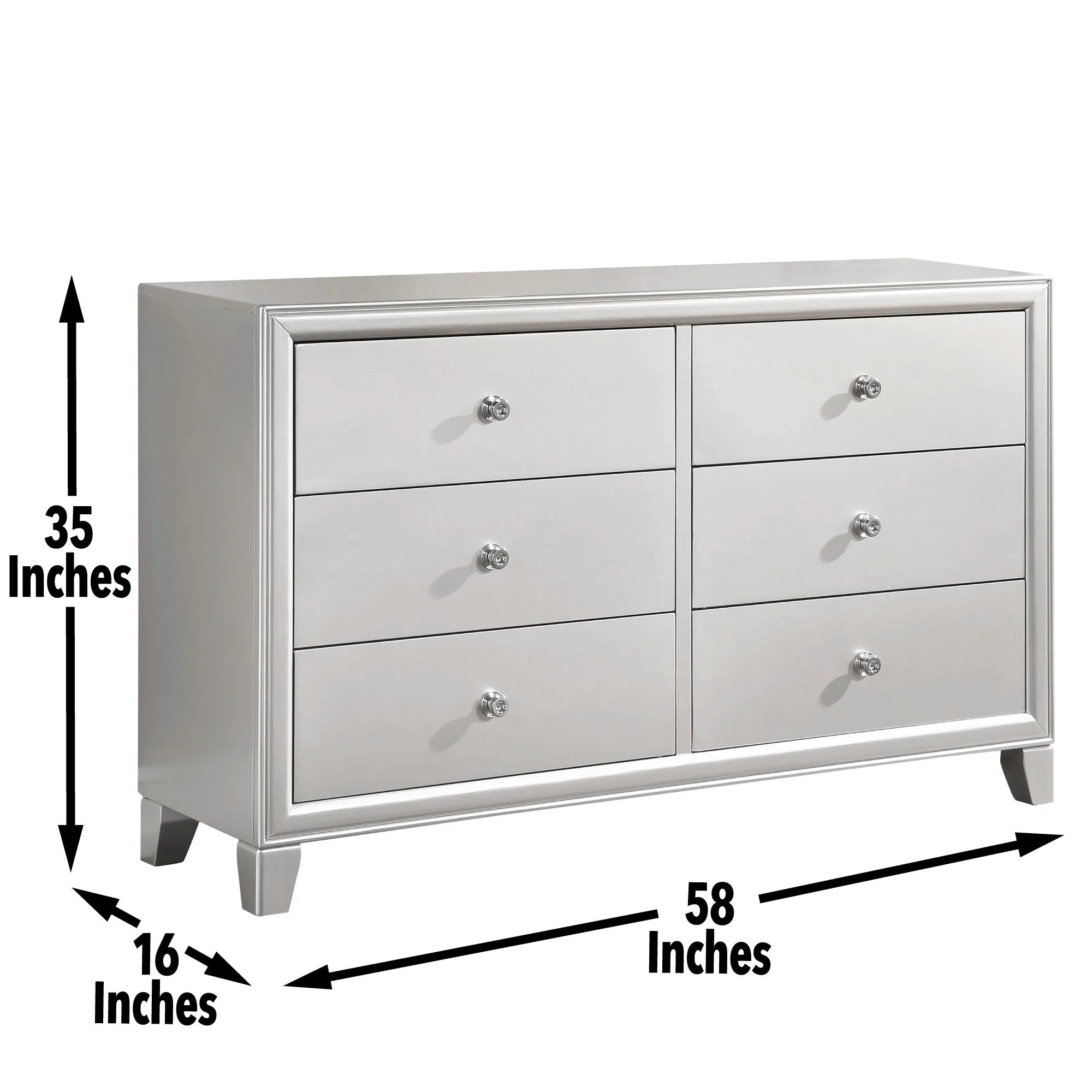 Omni - Dresser And Mirror - Pearl Silver
