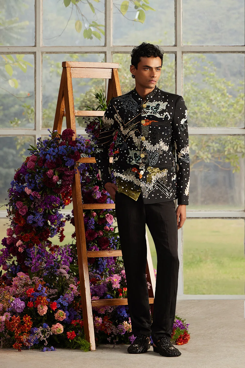 Onyx Rosa Bandhgala with Linen Pants