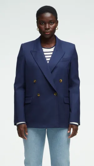 Peak Lapel Blazer in Seasonless Wool | Navy