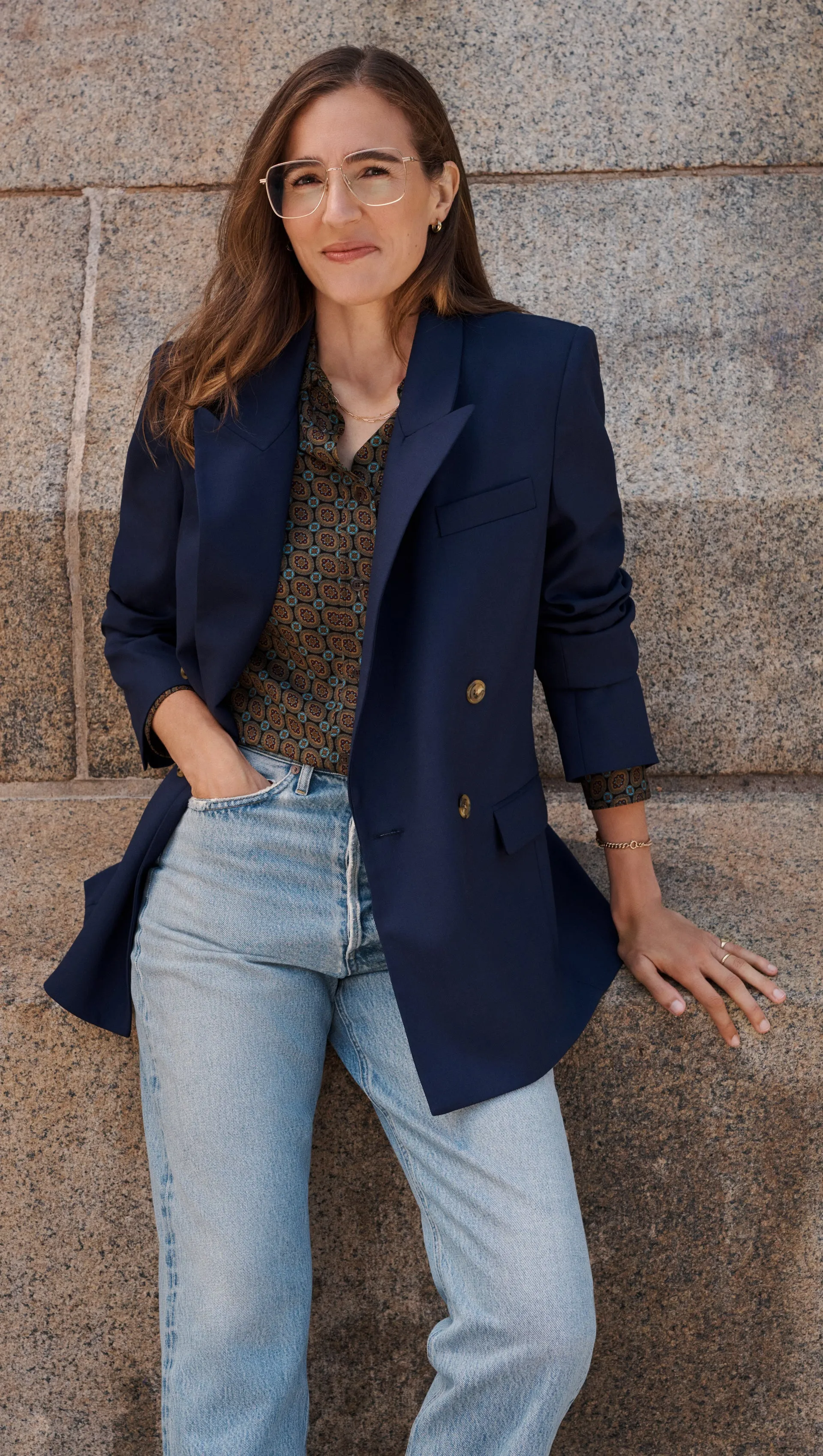 Peak Lapel Blazer in Seasonless Wool | Navy