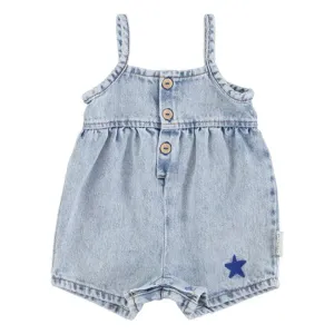 Piupiuchick Washed Blue Denim Baby Short Dungarees