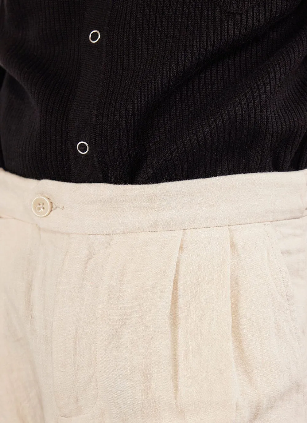 Pleated Tailored Trousers | Linen | Stone