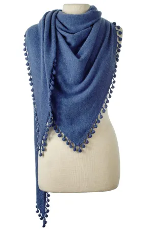 Pom-Pom Triangle Wrap - Blue Jay