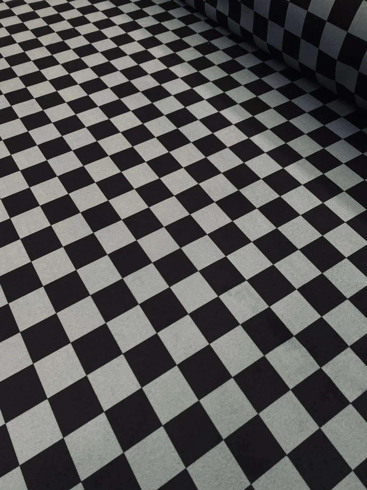 Printed Melton - Checkered Deep Blue