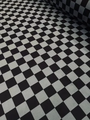 Printed Melton - Checkered Deep Blue
