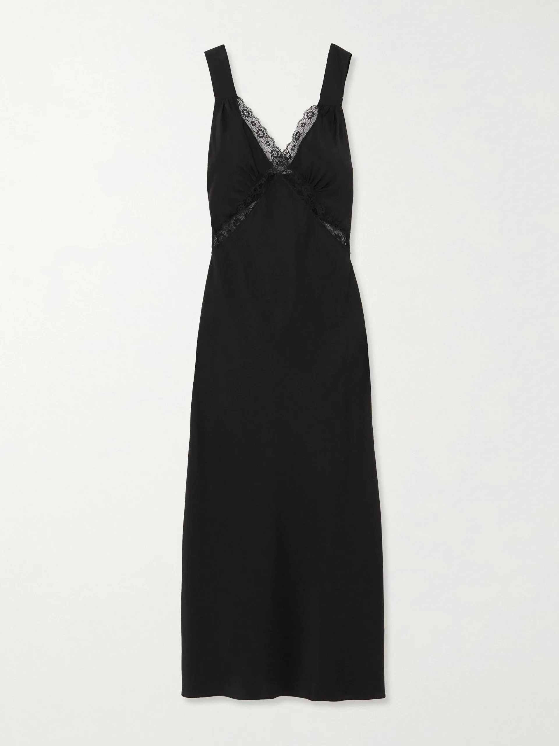 Provence cutout lace-trimmed silk-charmeuse midi dress