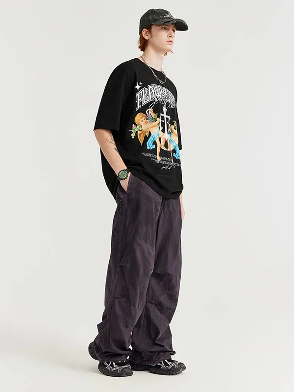 Purple Washed Style Paratrooper Pants
