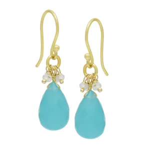 Rainbow Chalcedony Bead Dangle Earrings