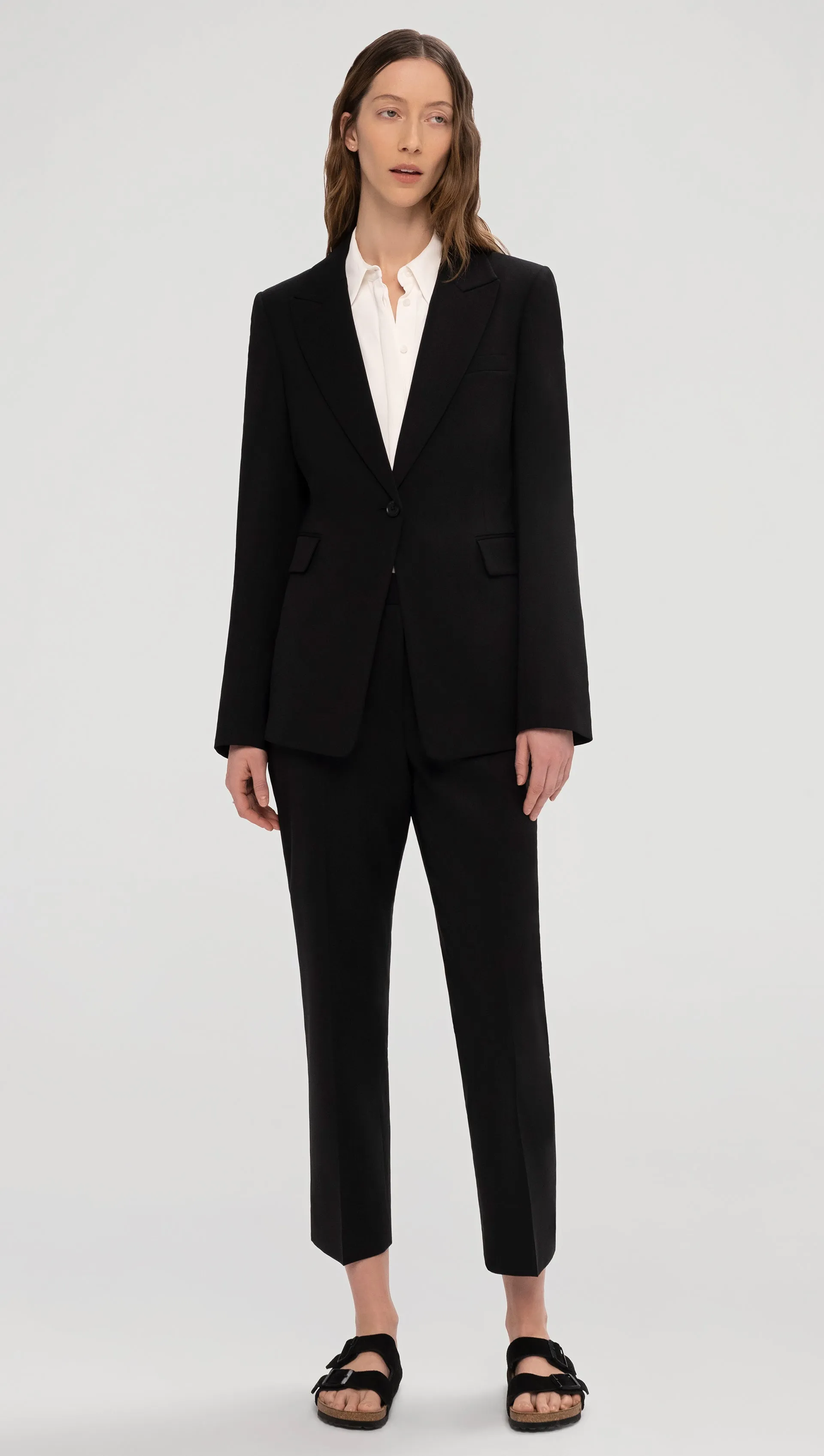 Single Button Blazer in Seasonless Wool | Black