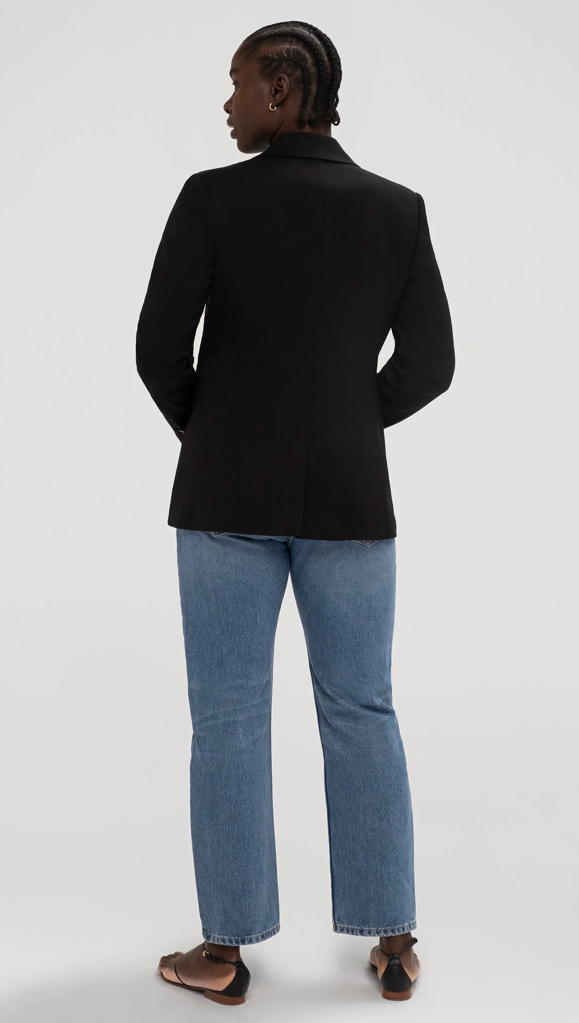 Single Button Blazer in Seasonless Wool | Black