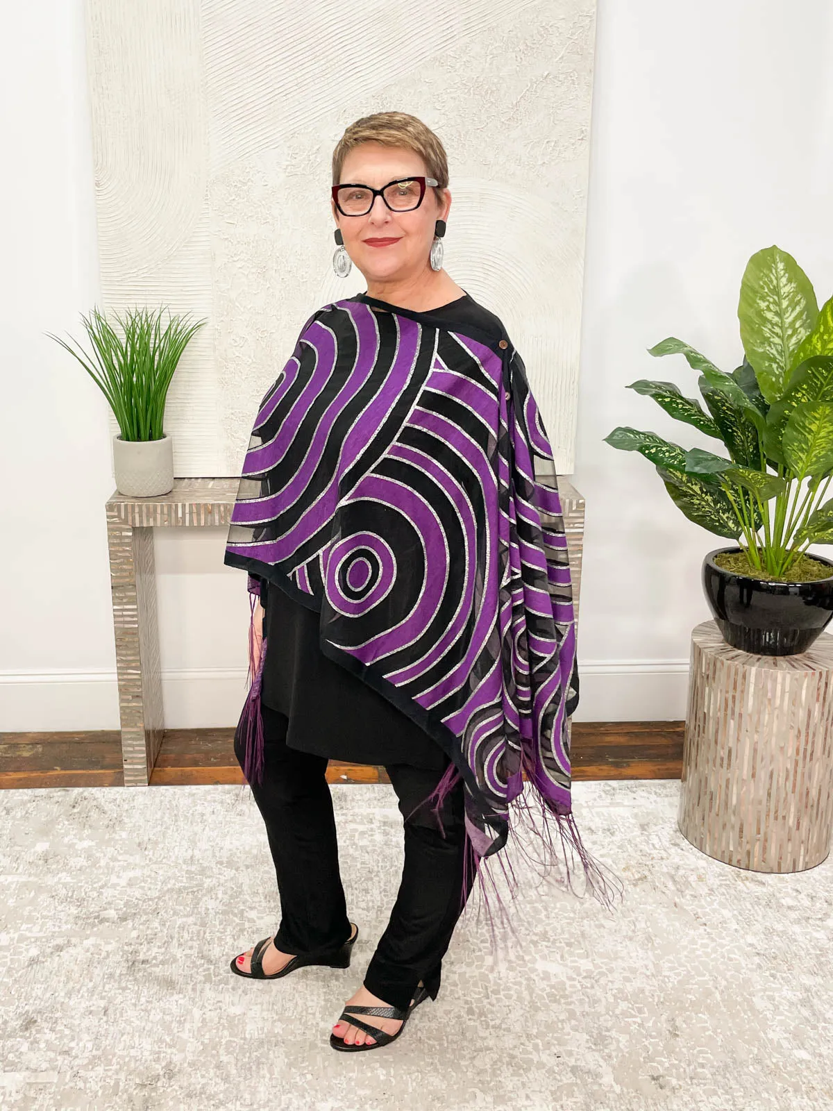 Spiral Burnout Multi-Way Topper, Purple