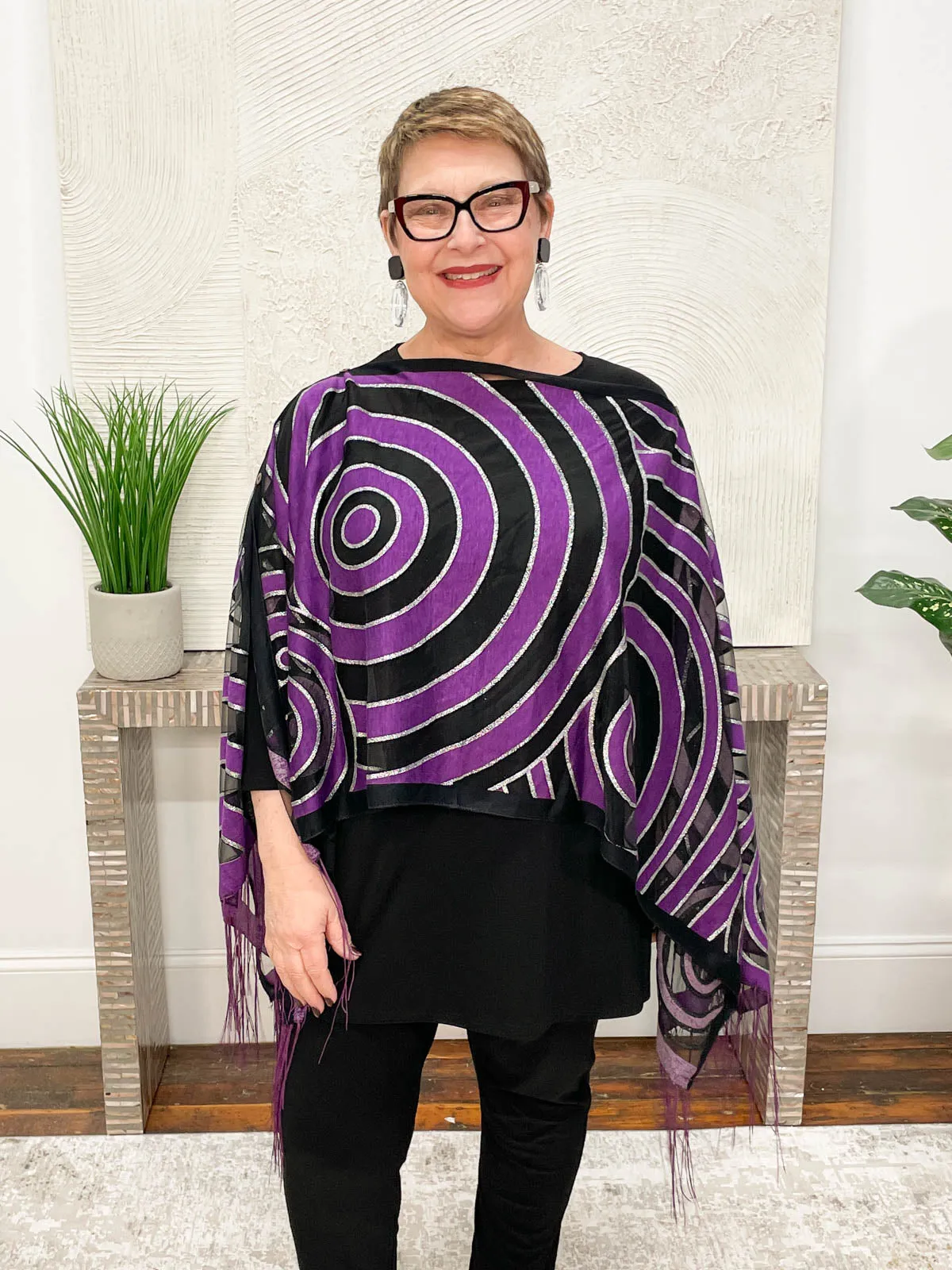 Spiral Burnout Multi-Way Topper, Purple