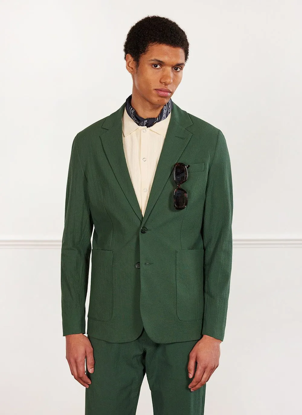 Tailored Seersucker Blazer | Forest