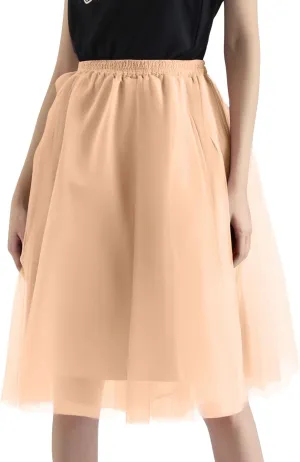 Tulle Skirts for Women Midi Layered Skorts Elastic High Waisted A Line Skirt Tutu Skirt for Prom Party