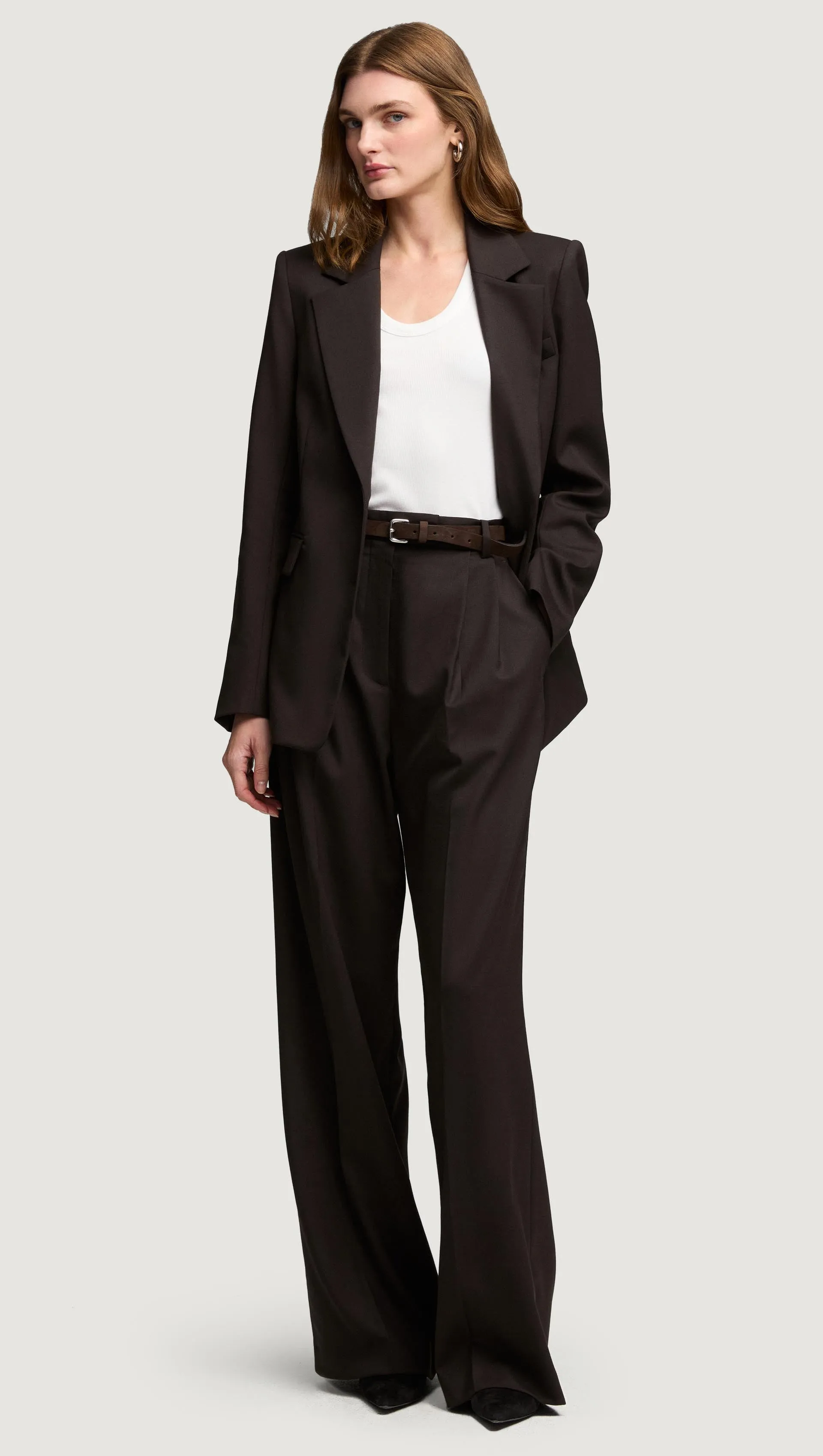Two-Button Blazer in Seasonless Wool | Coffee