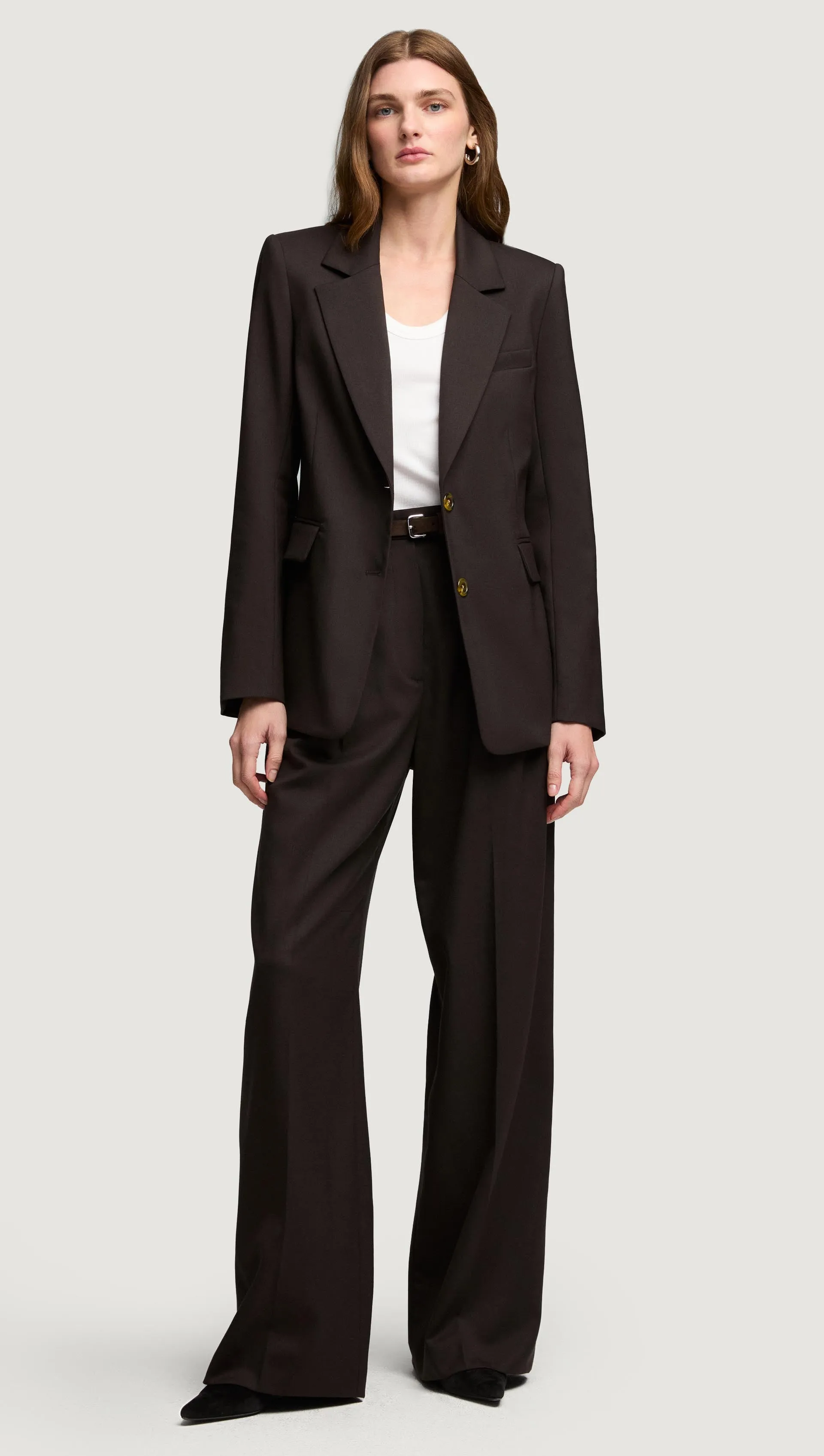 Two-Button Blazer in Seasonless Wool | Coffee