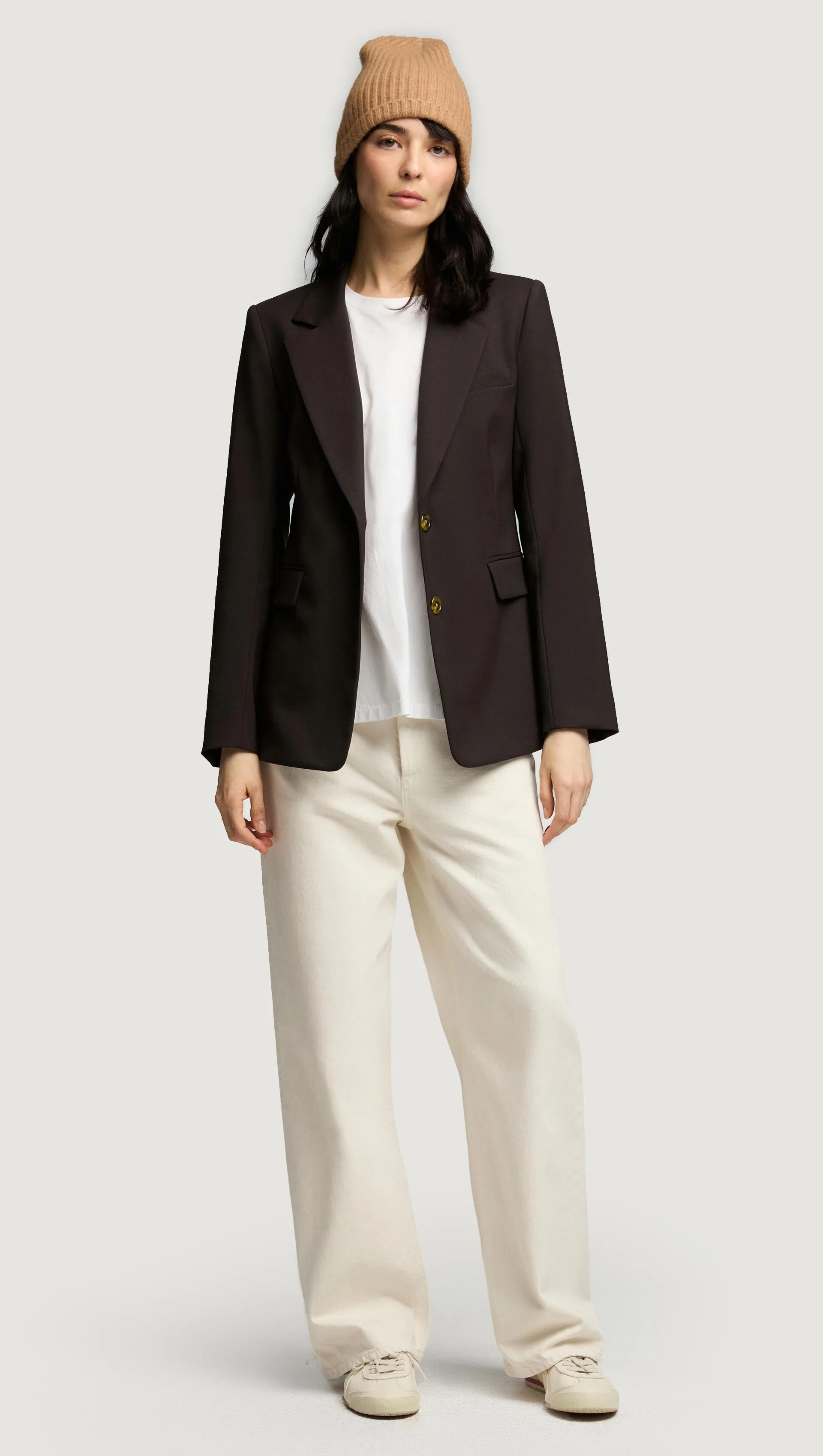 Two-Button Blazer in Seasonless Wool | Coffee
