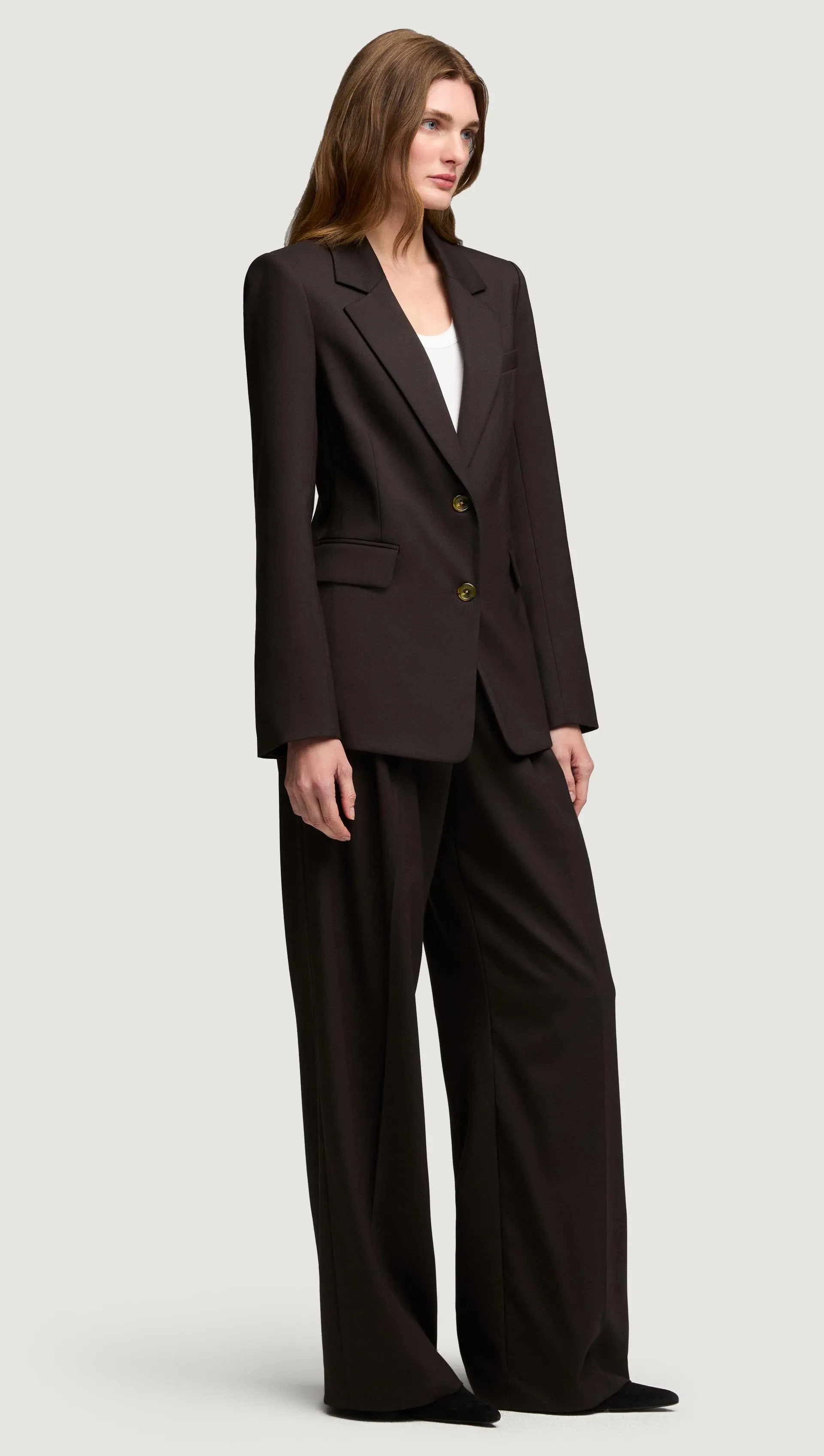 Two-Button Blazer in Seasonless Wool | Coffee