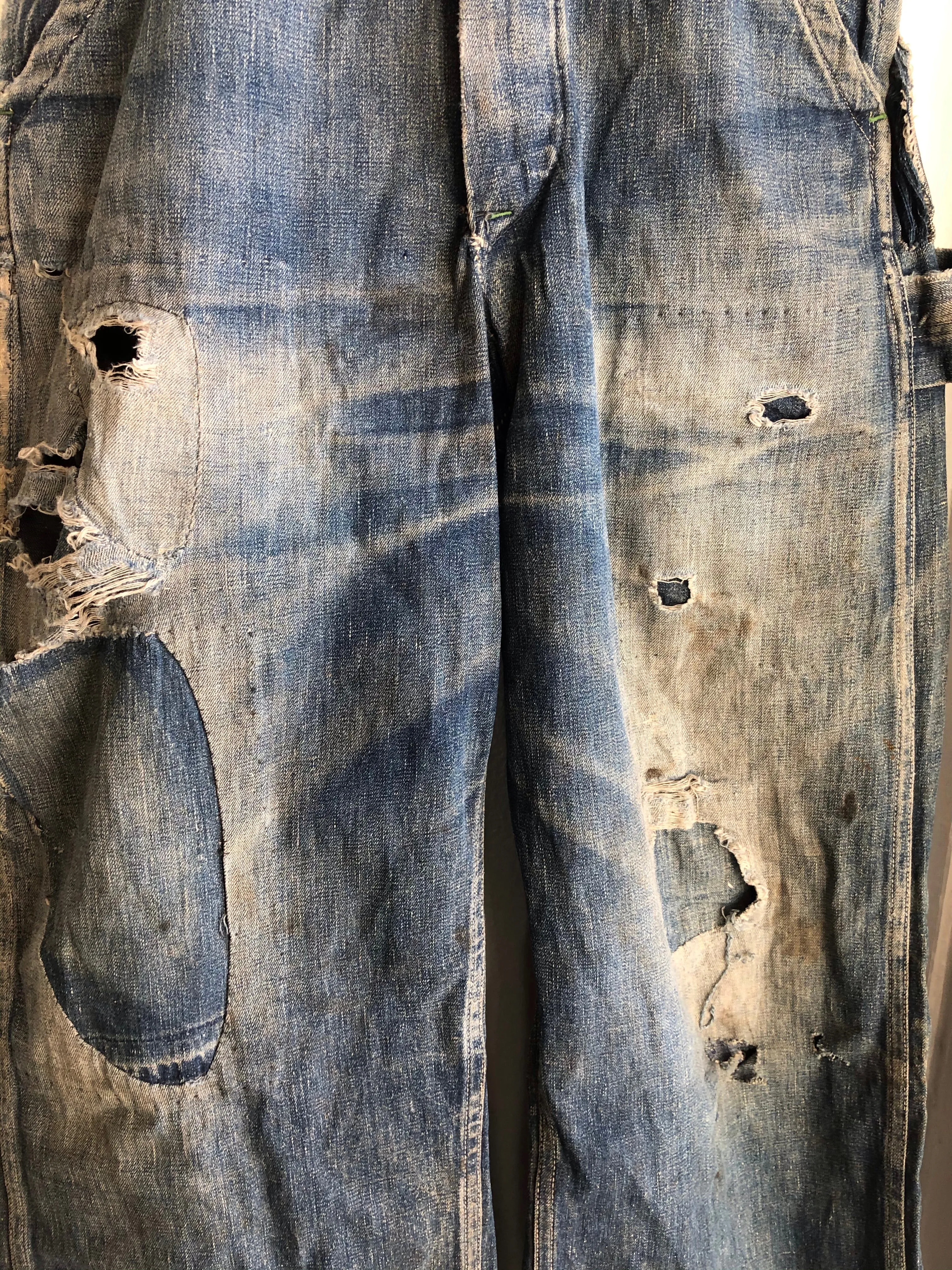 Vintage 1930s Strapless Super Red Engine Denim Overalls