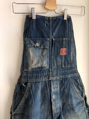 Vintage 1930s Strapless Super Red Engine Denim Overalls