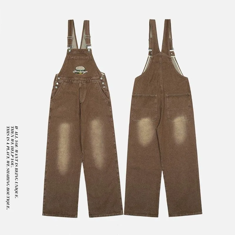 Vintage Burger Embroidered Overalls 20732265L