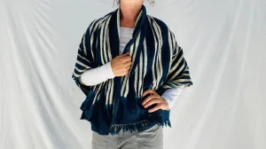Vintage Indigo Shibori Shawl. Mali. African Tie dye, Wrap, Scarf.