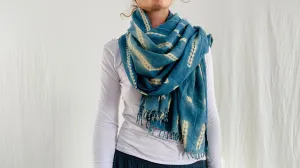 Vintage Indigo Tie Dye Shawl, Wrap, Scarf. Dogon. 0375.