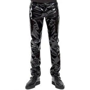 Wetlook Style Black Leather Pants